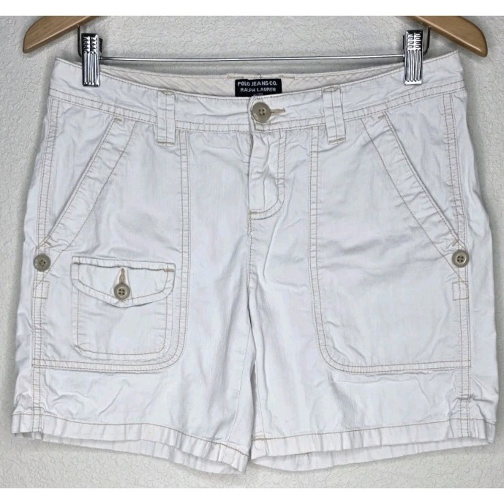Vintage Polo Ralph Lauren Chino Cargo Shorts Beige Woman 4 Y2K Casual Sport